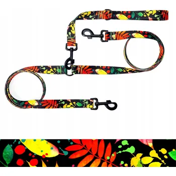 Vodítko pro psa ROZDĚLOVAČ vodítko dvojitý 2 PSI 1,78 metru PÁSKA 2 cm Ukory potisk LISTKY