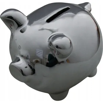 Pokladnička OTVÍRACÍ POKLADNIČKA PRASÁTKO STŘÍBRNÁ DÁREK