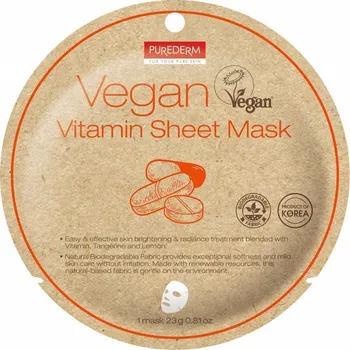Pleťová maska Purederm - Vegan Vitamin Sheet Mask Rozjasňující masky 23 g unisex