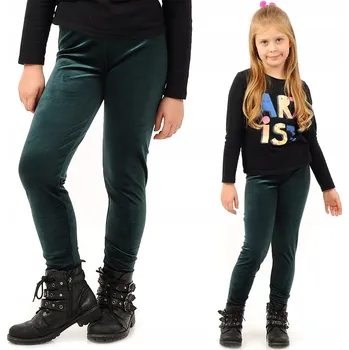 Dívčí legíny Dívčí velurové legíny Kalhoty Getry LAEMI Lahvově zelená 140