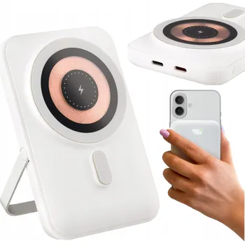 Powerbanka QUALO powerbanka 10000 mAh kompatibilní s MagSafe USB-C indukční bílá