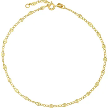 Šperk Zlatý řetízek na nohu Figaro ze žlutého zlata s broušenými destičkami - 2,7 mm 25 cm