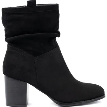 Dámské polobotky Designové dámské kotníkové boty černé na širokém podpatku 41