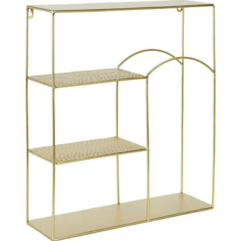 police Kovová nástěnná police Alia zlatá na knihy a dekorace moderní do obývacího pokoje Intesi