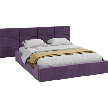Postel Čalouněná postel DENVER 90x200 s kovovým zdvižným roštem PARIS TMAVĚ FIALOVÁ