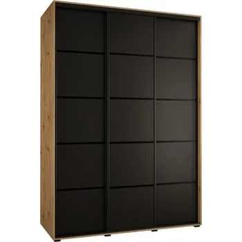 Šatní skříň Šatní skříň s posuvnými dveřmi DAVOS 4, 170cm | DUB Artisan / černá / černé pojezdy