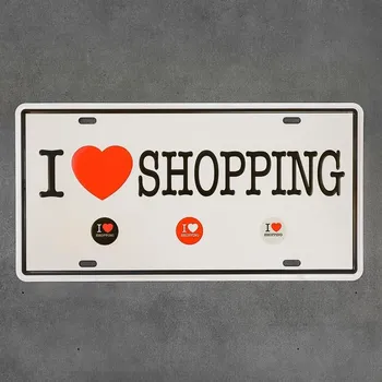 Obraz Dekorativní kovová cedule SHOPPING