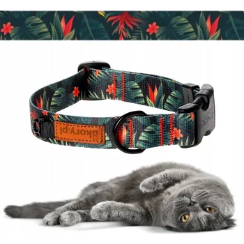 Obojek pro psa ODOLNÝ OBOJEK popruh pro kočky 24-30cm nastavitelný Ukory s motivem listů a květů
