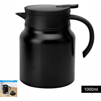 Termoska KONFERENČNÍ TERMOSKA 1L DŽBÁN Z OCELI NA ČAJ A KÁVU ČERNÁ