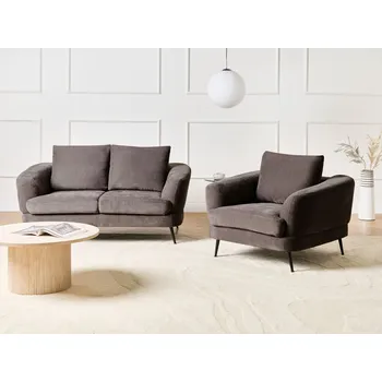 Sedací souprava 3místná sedací souprava taupe žinylkové čalounění železné nohy s područkami moderní styl obývací pokoj Beliani