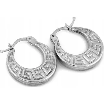 Náušnice Stříbrné náušnice kruhy 925 s řeckým vzorem 2.3g široké kroužky jako dárek