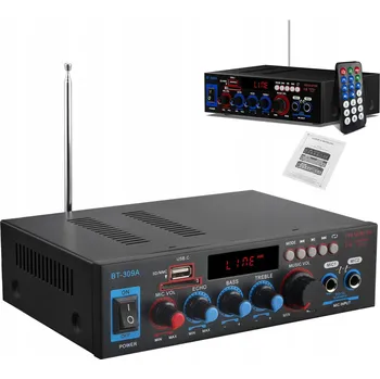 Hi-Fi komponenty ZESILOVAČ AUDIO BLUETOOTH FM RÁDIO MP3 PŘEHRÁVAČ STEREO VÝKONNÝ ZESILOVAČ