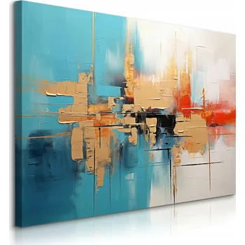 Obraz OBRAZ CANVAS DO OBÝVACÍHO POKOJE ABSTRAKCE ZLATÉ PRVKY GLAMOUR STYL 40x30