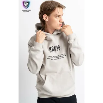 Chlapecká mikina Reporter Young | Chlapecká béžová mikina s kapucí a potiskem „AGGRO“ - Barva ŠEDÁ, Velikost 170 243-0551B-46-120-1