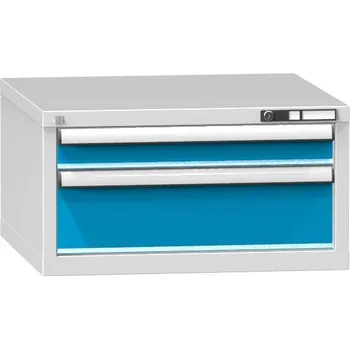 Dílenský stůl Podvěsný kontejner pro dílenský stůl, v x š x h: 390 x 731 x 780 mm, 2 x zásuvka, barva šedá RAL7035/modrá RAL5012