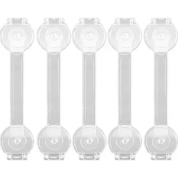 Dětský bezpečnostní prvek Univerzální dětský zámek na zásuvky | dětská pojistka, bezpečnostní zámek - 5 ks dlouhých průhledných