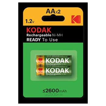Článková baterie Baterie nabíjecí Ni-MH, tužková, AA, 1.2V, Kodak, blistr, 2-pack, KOD-REC003, 2600 mAh