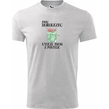 Chlapecké tričko Jsem horolezec vylezl jsem z postele - Tričko dětské bavlněné - 98 cm / 2 roky ( Světlešedý Melír )