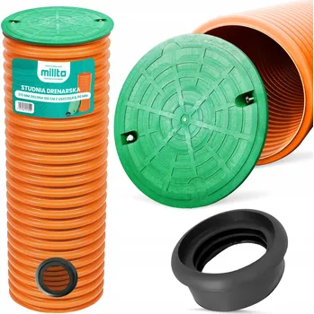 Kanalizační potrubí DRENÁŽNÍ ŠACHTA Drenážní Studna 315 Víko Trubka 1m TĚSNĚNÍ 110 mm