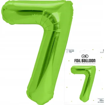 Balónek FÓLIOVÝ BALÓNEK ČÍSLICE 7 SEDM VELKÝ ZELENÝ BALÓNEK NA HELIUM 100cm