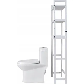 Obývací pokoj VEVOR Koupelnová police 630x260x1700MM, 3-patrová, bílá, bambus