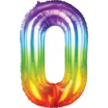Balónek Foliový balónek „Želek - Číslice 0“, duhový, PartyPal, 40", DGT