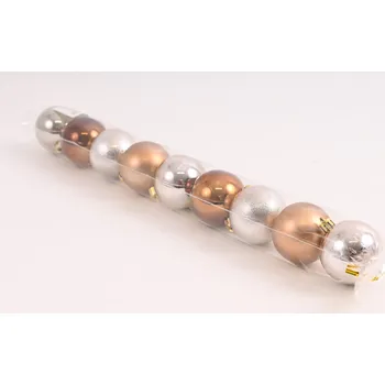 Vánoční dekorace Home decoration Sada plastových vánočních koulí 60 mm - 9ks / Zlato-stříbrná