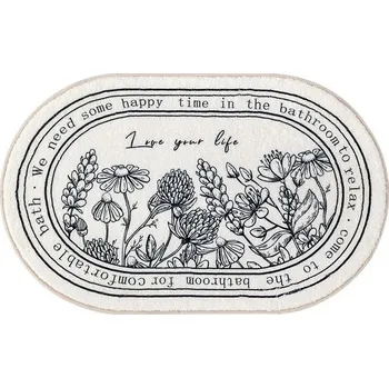 Koupelnová předložka Protiskluzová květinová podložka do koupelny | koupelnová podložka, vstupní koberec - Č. 4 , 50 cm x 80 cm