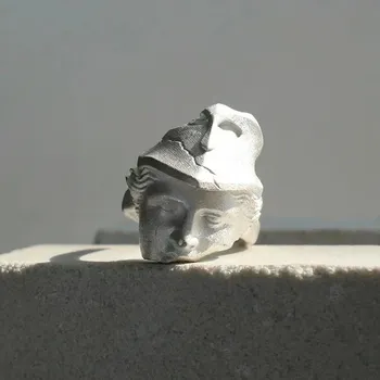 Prsten Tajemný unisex prsten s maskou tváře | otevřený prsten, gotický prsten - C