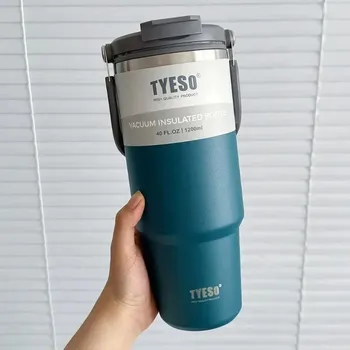 Termohrnek Stylová termo láhev s víčkem a brčkem | cestovní hrnek, nerezová termoska - Modrý , 750 ml