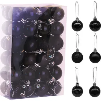 Vánoční dekorace Sherin SET 48ks vánočních ozdob GRUM / Black