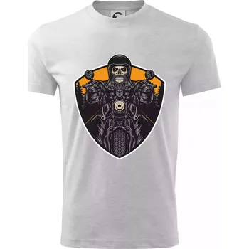 Chlapecké tričko Road runner lebka - Tričko dětské bavlněné - 146 cm/10 let ( Světlešedý Melír )