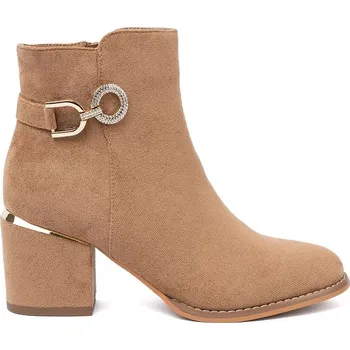 Dámské polobotky Módní kotníkové boty dámské světle hnědé na širokém podpatku 41