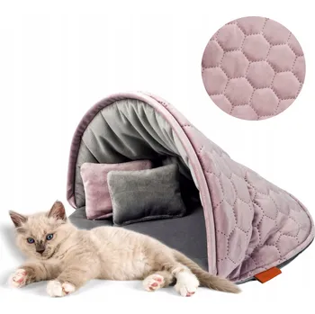 Pelíšek pro kočku BOX pelíšek pelíšek pro kočky 50x50x34 cm Ukory PINK samet