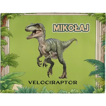 prostírání Prostírání na stůl Dinosauři Velociraptor + jméno dítěte