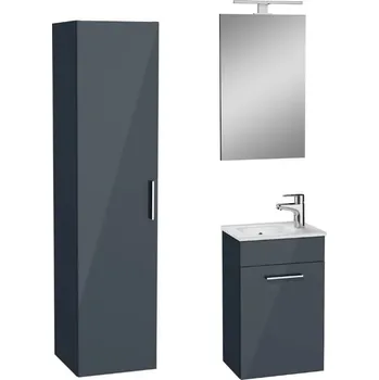 Koupelnový nábytek Vitra Koupelnová sestava s umyvadlem včetně umyvadlové baterie, vtoku a sifonu VitrA Mia antracit KSETMIA40A KSETMIA40A