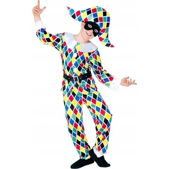Karnevalový kostým Kostým Harlekýn Kostým, Oblečení Harlekýna - Bunda, Kalhoty, Pásek, Čepice - Velikost 128