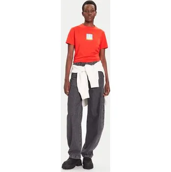 Pánské tričko Calvin Klein Jeans T-Shirt Classic Monogram LV047D874G Červená Relaxed Fit XS