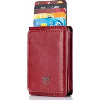 Peněženka BULLCAPTAIN kožená hliníková dokladovka RFID Červená