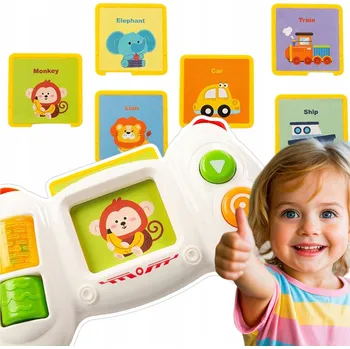 Hračka pro nejmenší Hračka Vzdělávací konzole s kartami zvířat a vozidel, zvuky, pro děti od 18 měsíců