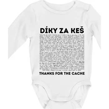 Díky za keš (v různých jazycích) - Body kojenecké s dlouhým rukávem - Dlouhý r. 3-6 měs ( Bílá )