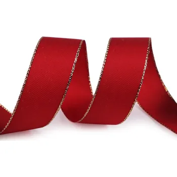 Stuha Stuha taftová šíře 25 mm s lurexem Varianta: 646 bordó sv. zlatá, Balení: 10 m
