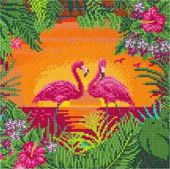 Obraz Obraz na plátně 30x30cm s mozaikou Plameňáci