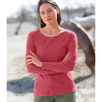 Dámské tričko Jednobarevné tričko s dlouhými rukávy, z bio bavlny třešňová 54