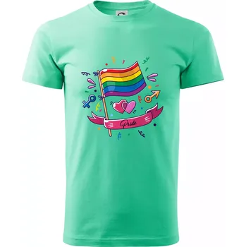 Pánské tričko Pride vlajka - Klasické pánské triko vyšší gramáže - 4XL ( Mátová )
