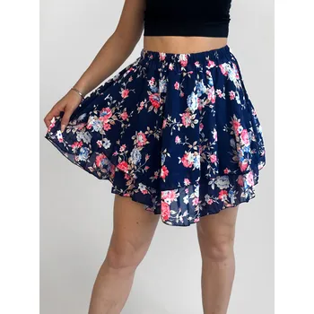 Dámská sukně Mini tmavě modrá sukně s květinovým vzorem , VELIKOST UNI ( XS, S, M )