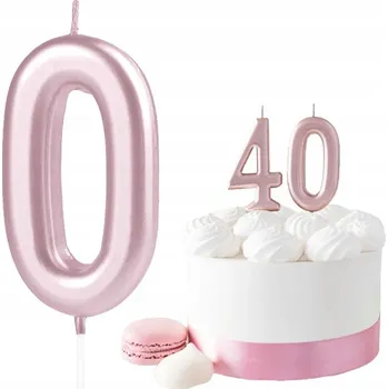 Dortová svíčka RŮŽOVĚ ZLATÁ ČÍSLICE RŮŽOVÉ DEKORATIVNÍ SVÍČKY NA DORT