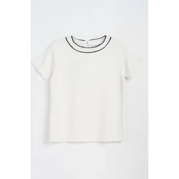 Dívčí tričko Reporter Young | Dívčí bílá elegantní halenka s ozdobným lemem - Barva BÍLÁ, Velikost 170 243-0440G-55-200-1