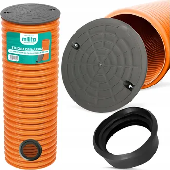 Kanalizační potrubí DRENÁŽNÍ ŠACHTA Drenážní Studna 315 Víko Trubka 1m TĚSNĚNÍ 200 mm