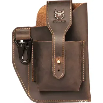 Ledvinka Bullcaptain kožené pouzdro na mobil na pásek Hnědá